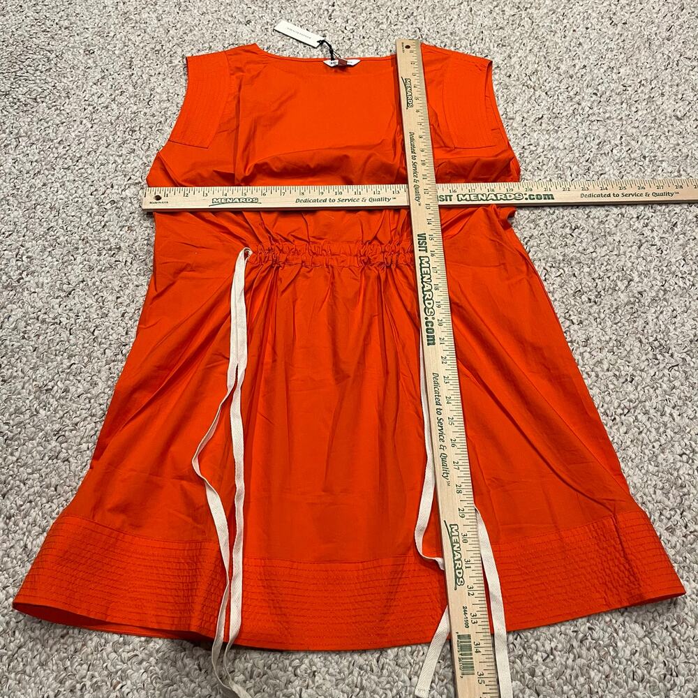 NWT Banana Republic Cotton Poplin Cinch Waist Mini Dress Sz S Tall Blood Orange - Picture 4 of 7